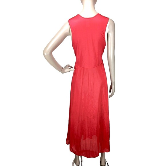 Vintage 70s Red Lace Trim Peignoir Sexy Lingerie Long Nightgown Medium USA - Picture 7 of 8